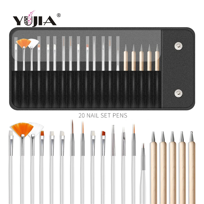 Новое поступление 20 шт Нейл-арт набор кистей для рисования с пунктирные инструменты используется в виде пакета
