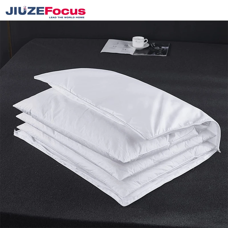 Feather Pillows Queen Size Natural White Goose Down Pillows for Sleeping Adjustable Cotton Down Shell Breathable Luxury