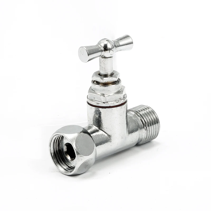3/8 Inch Chrome Plated Mini Valve With Union-Cap Brass Angle Manual Thermostatic Radiator Valve For Temperature Control