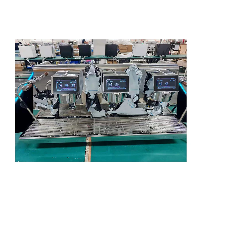 Three Groups Best Quality Price Smart Touch Screen 11L Boiler Electric Control Commercial Espresso Machines for Business