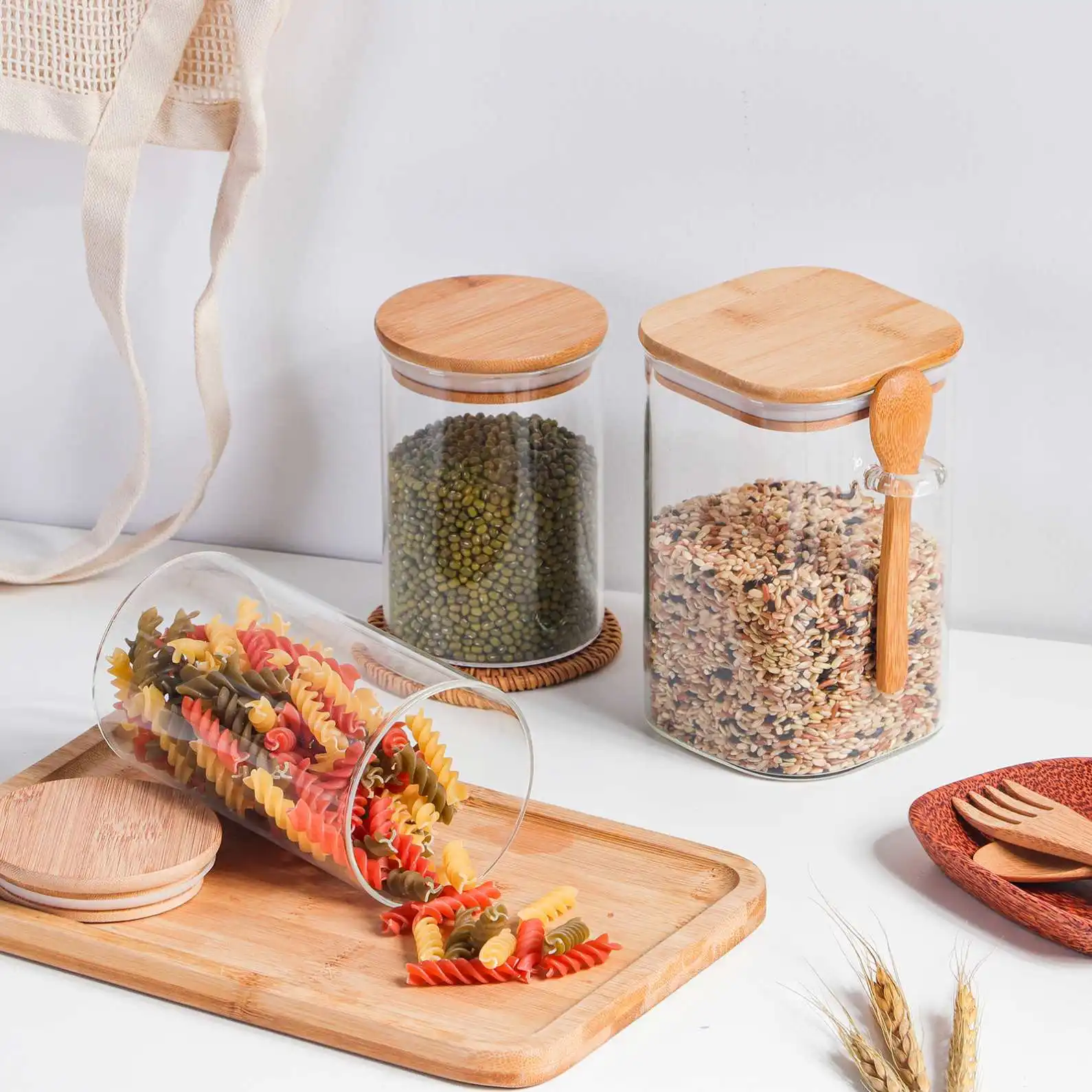 Custom Or Standard Factory Manufacturer Bamboo Lid Glass Jars