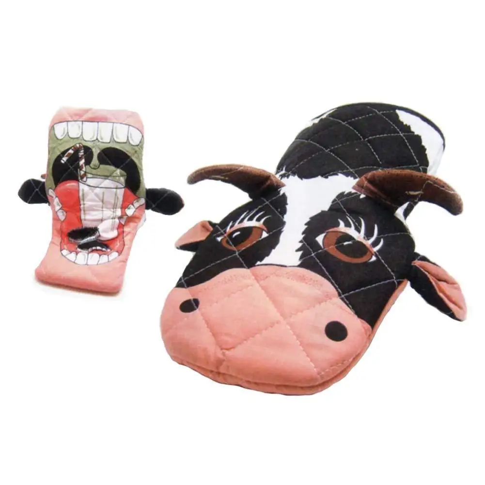 Cute Cartoon Crab Claw Pig Cow Crocodile Animal Shape Custom Cotton Kitchen Microwave Heat Resistant Cooking Oven Mitts Gloves