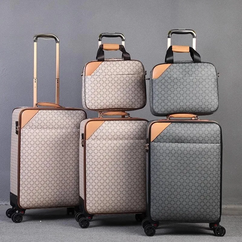 High Quality Fashionable Leather Luxury Suitcase TSA Lock Trolley Case Travel Bag with 360 Degree Wheels