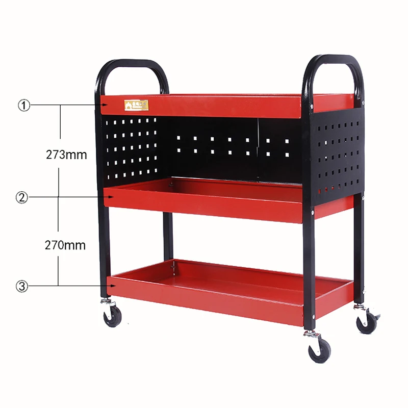Тележка для автомойки 3 уровня с боковой подвесной пластиной и крючками