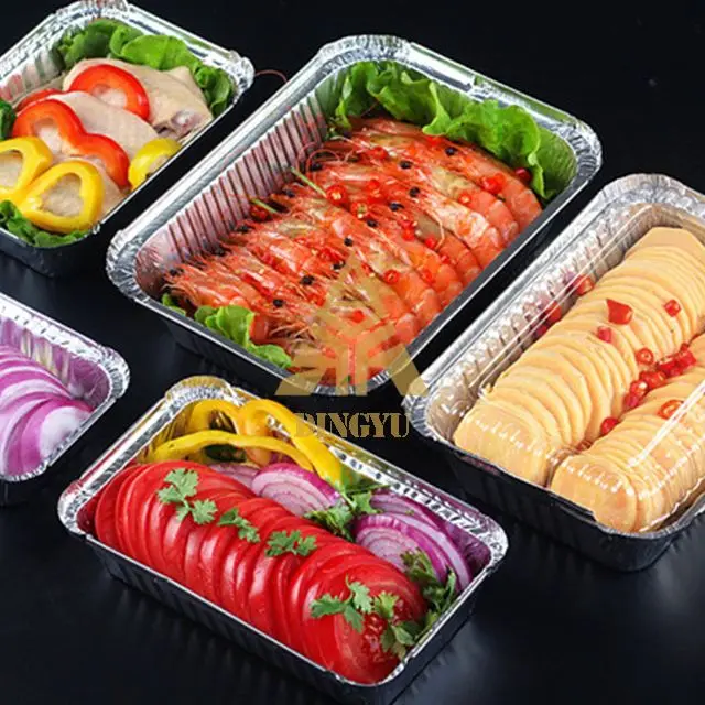 Oversize Rectangle Thickened Crayfish Paper Wrapped Fish Baked Eggplant Tin Foil Plate Large Aluminum Take-Out Meal Box