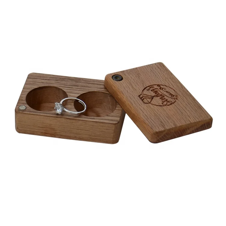 2024 Custom logo wholesale double wooden wedding ring jewelry box