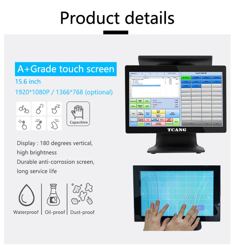 Restaurant Pos Machine 15.6 Inch Touch All In One Android Cash Register Billing Pos Terminal For Retail Sale Cashier Machine