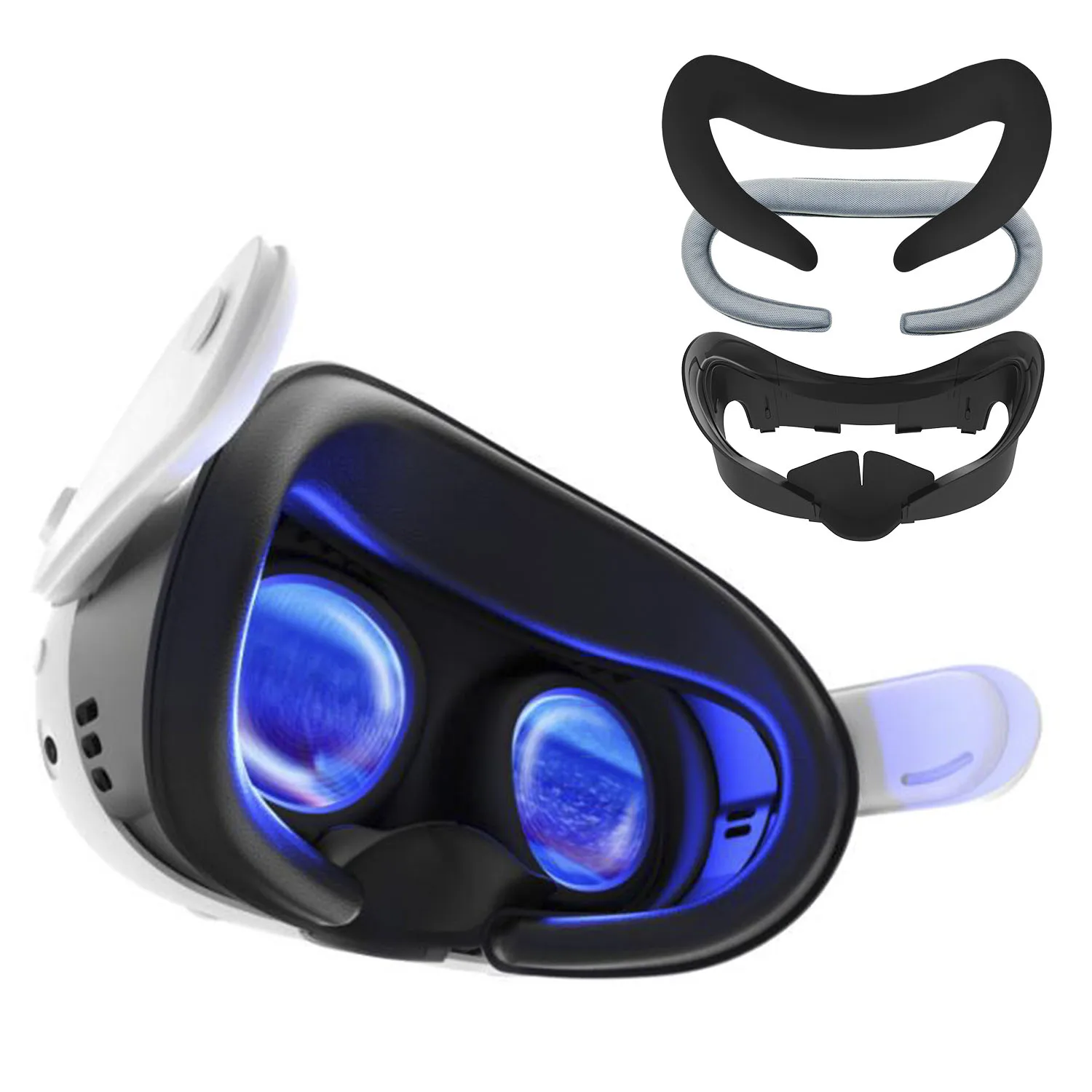 VR Accessories 3 In 1 Facial Interface PU Leather Silicone Foam Replacement Set For Meta Quest 3
