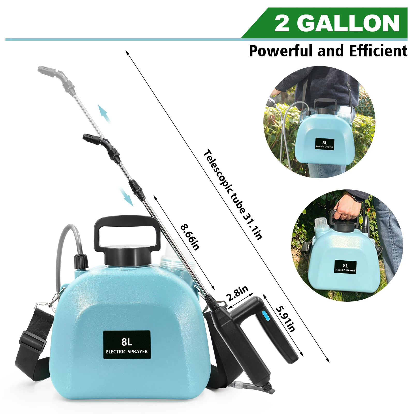 8l battery garden sprayer 5L power agriculture electric sprayer garden hose sprayer 2Gal electric pump for garden