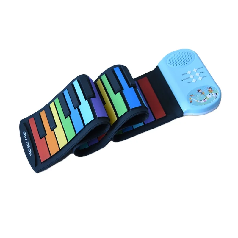 49 keys kids piano electronic keyboard high quality hand roll silicon rainbow children organ piano electronic organ keyboard