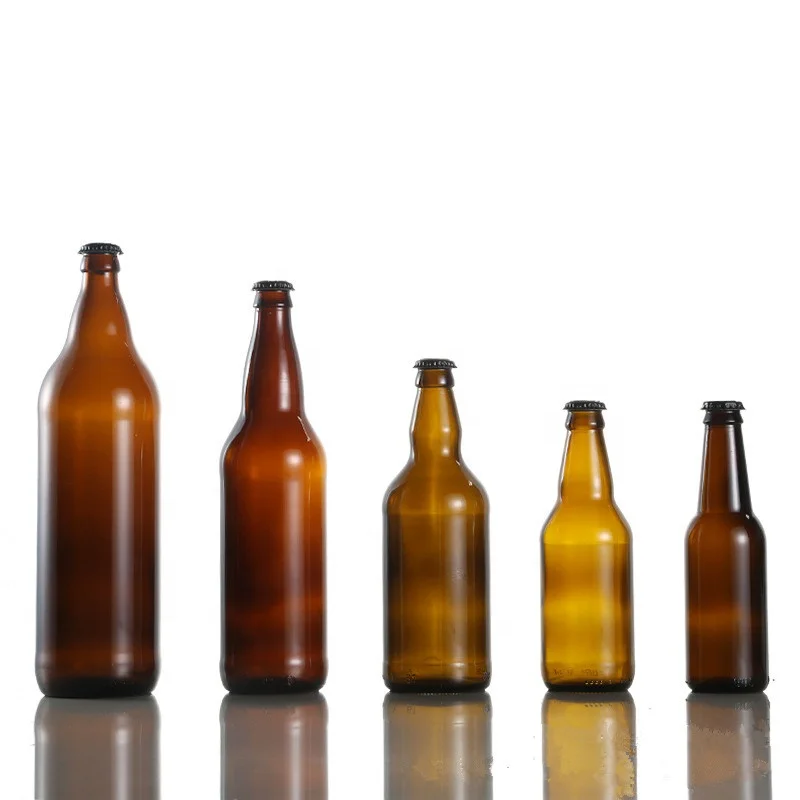 New Arrival Empty Beer Bottles Beer Bottles Wholesale Amber for Sale Glass Beverage Hot Stamping Aluminum Can CROWN Cap Plastic