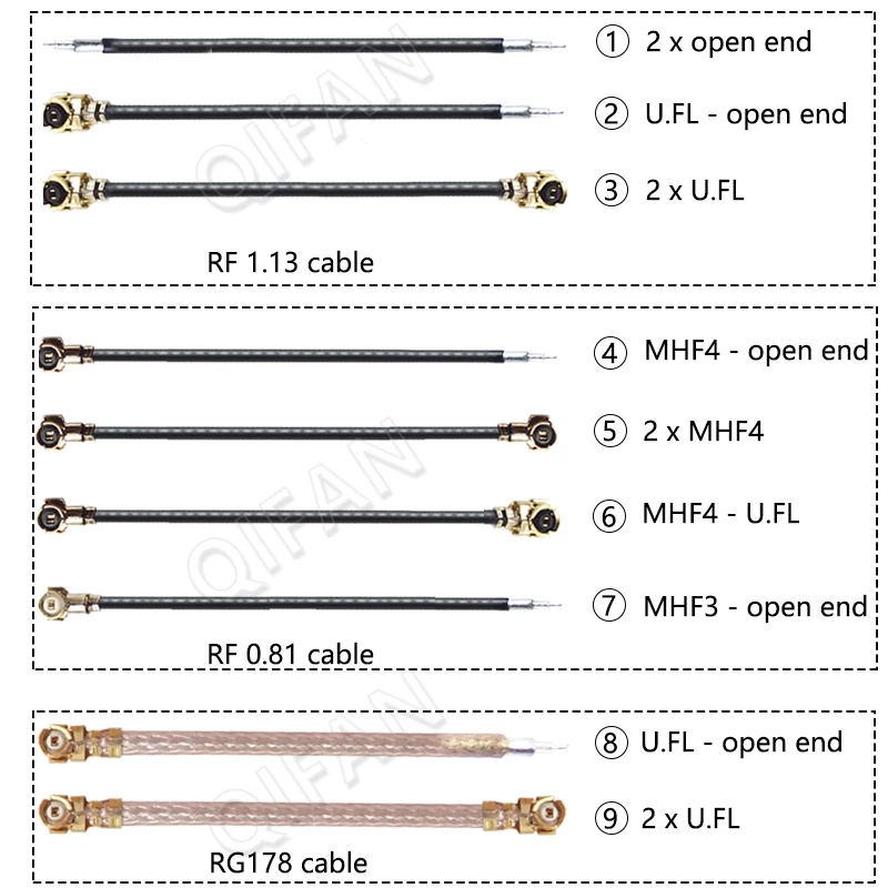 RF 1.13 cable 0.81 cable RG178 cable with open end / ipex ipx u.fl MHF4 MHF3 connector