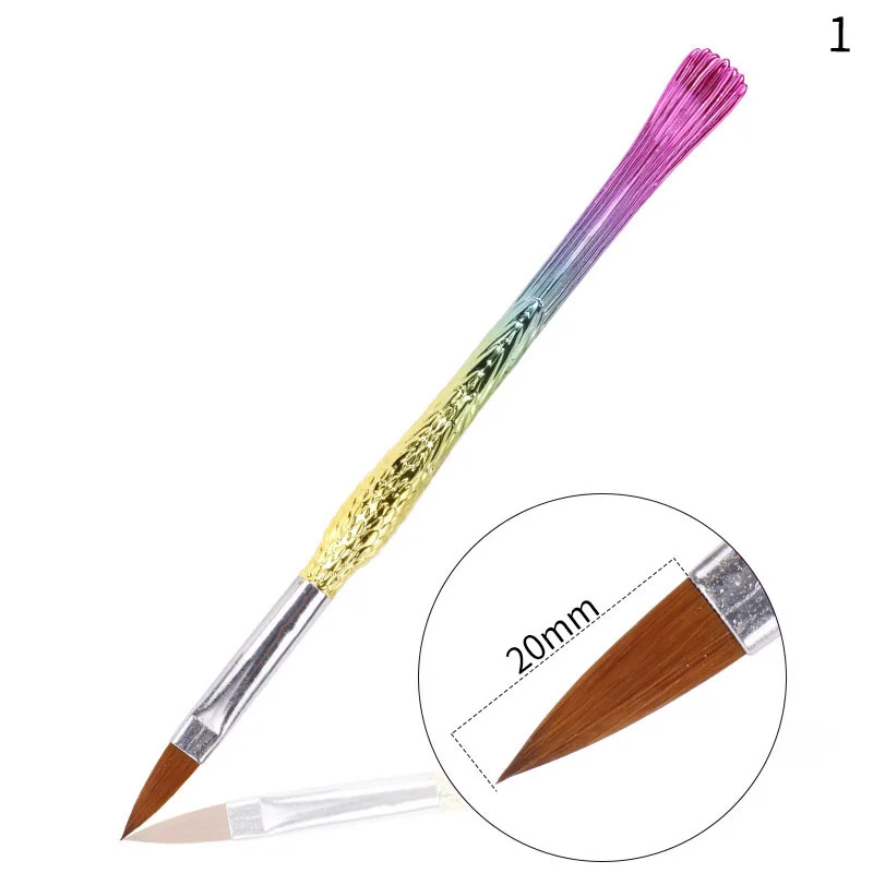 5pcs/set Gradient Rainbow Mermaid Painting Carving Line Pen Gold Fish Rod Nylon Nail Brush Nail Beauty Tool