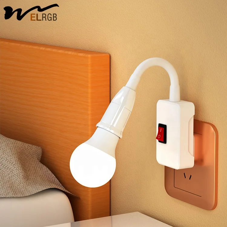LED night light bedside wall lamp socket type plug-in with switch bedroom super bright lighting room lamp