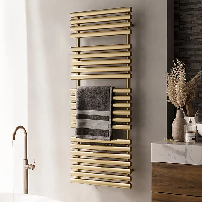 Brushed Brass Towel Rail Heating Spa Towel Warmer Gold Towel Rack Warmer With Uv Sterlizer