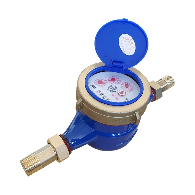 Class B household three-pointer metering mechanical water meter with copper cover and copper joint cast iron housing