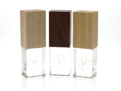 Hot Selling Custom Laser Engraved Logo USB 2.0 Promotional Gift Wooden Crystal USB Flash Drive 4GB 8GB 16GB Stick