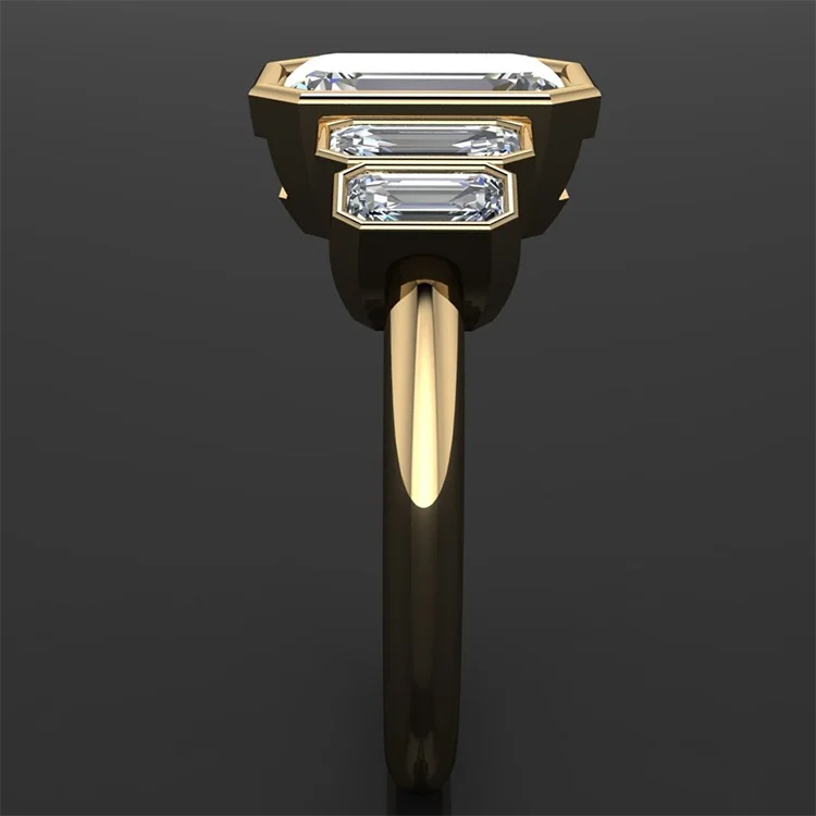 MEDBOO Fine Jewelry 10K Gold 2ct Bezel Setting Emerald Cut 5 Stone Wedding Moissanite Diamond Engagement Jewellery Rings