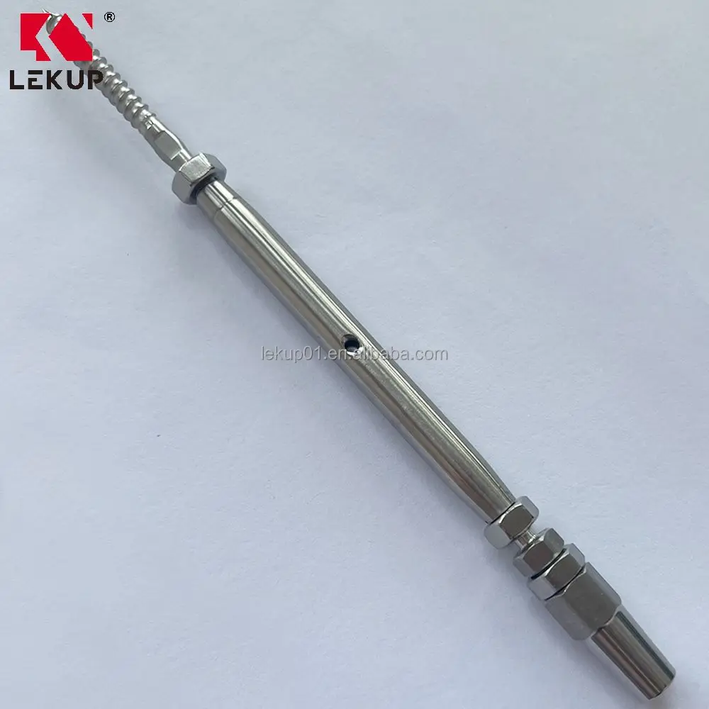 Wire Rope Cable Fitting Closed Body Turnbuckle ss304 ss316 Stainless Steel Push Lock Lag Screw Wooden Thread Terminal Swageless