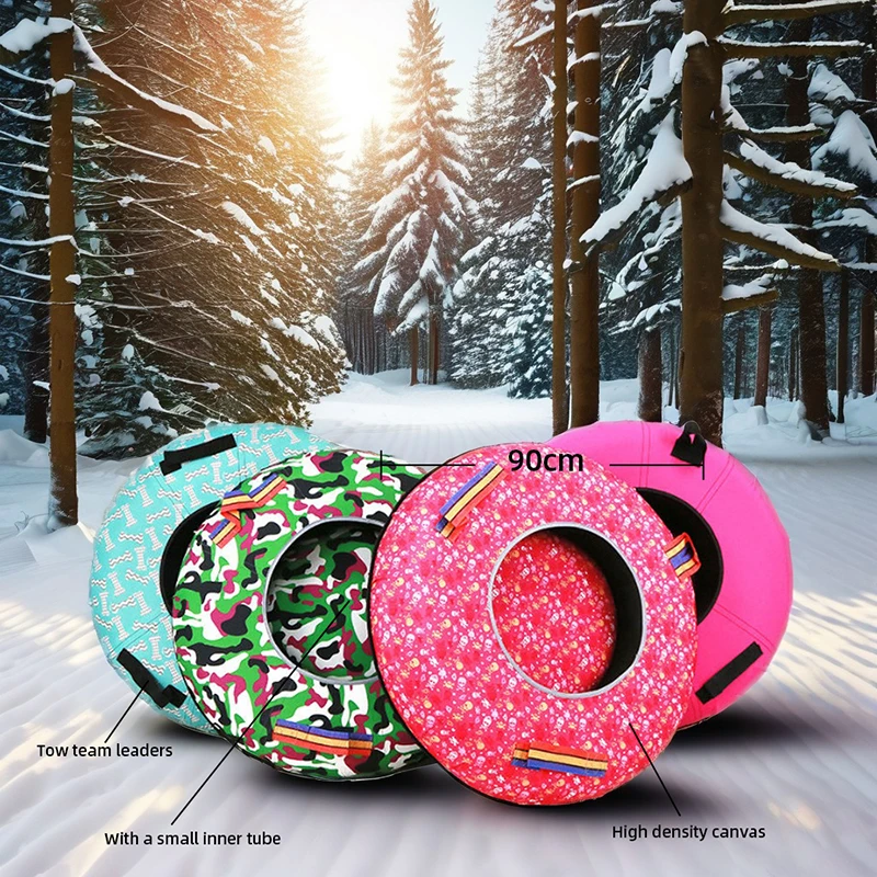 Ski Resort ski slope custom color 90cm Winter Playground Equipment with handle kid snow tube heavy duty