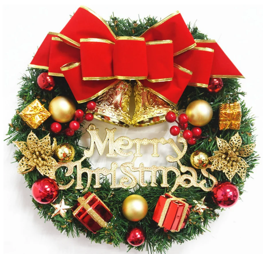 
30cm christmas ball wreath for front santa door decorative Christmas Santa wreath 