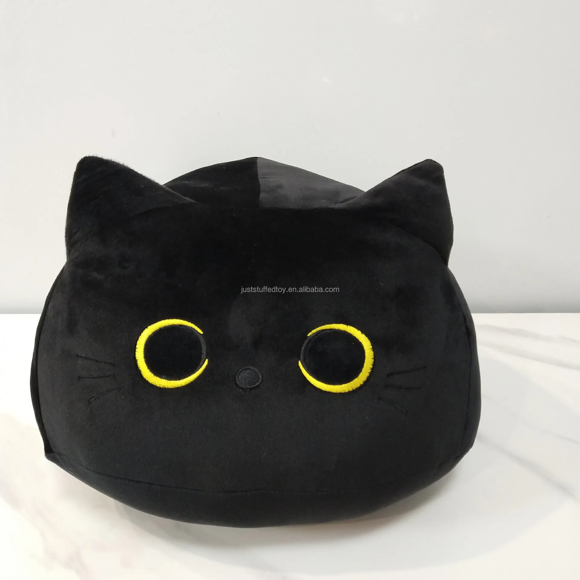 Furry Vivid Plush Cat Stuffed Animal Custom Black Cat Toy Kitten Fluffy Pillow Plush Toys Black Cat