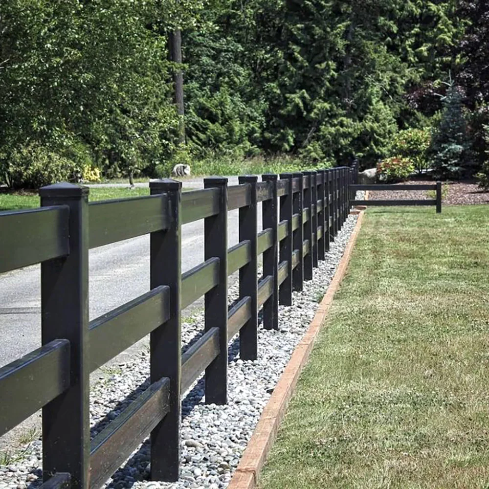Outdoor High Quality Uv Protection Black 2/3/4 Rail Pvc Vinyl Farm fence Horse Ranch Fence Panel