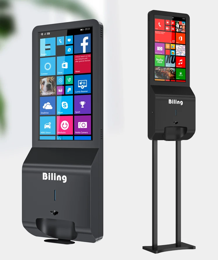 Открытый киоск led lcd экраны реклама игроков digital signage и отображает держатель для дезинфицирующего средства