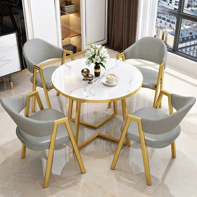 Marble Dining Table Hotel Table Chairs PurelyFeel Coffee Shop Booth Sofa Rest Negotiation Table and Chair Combination