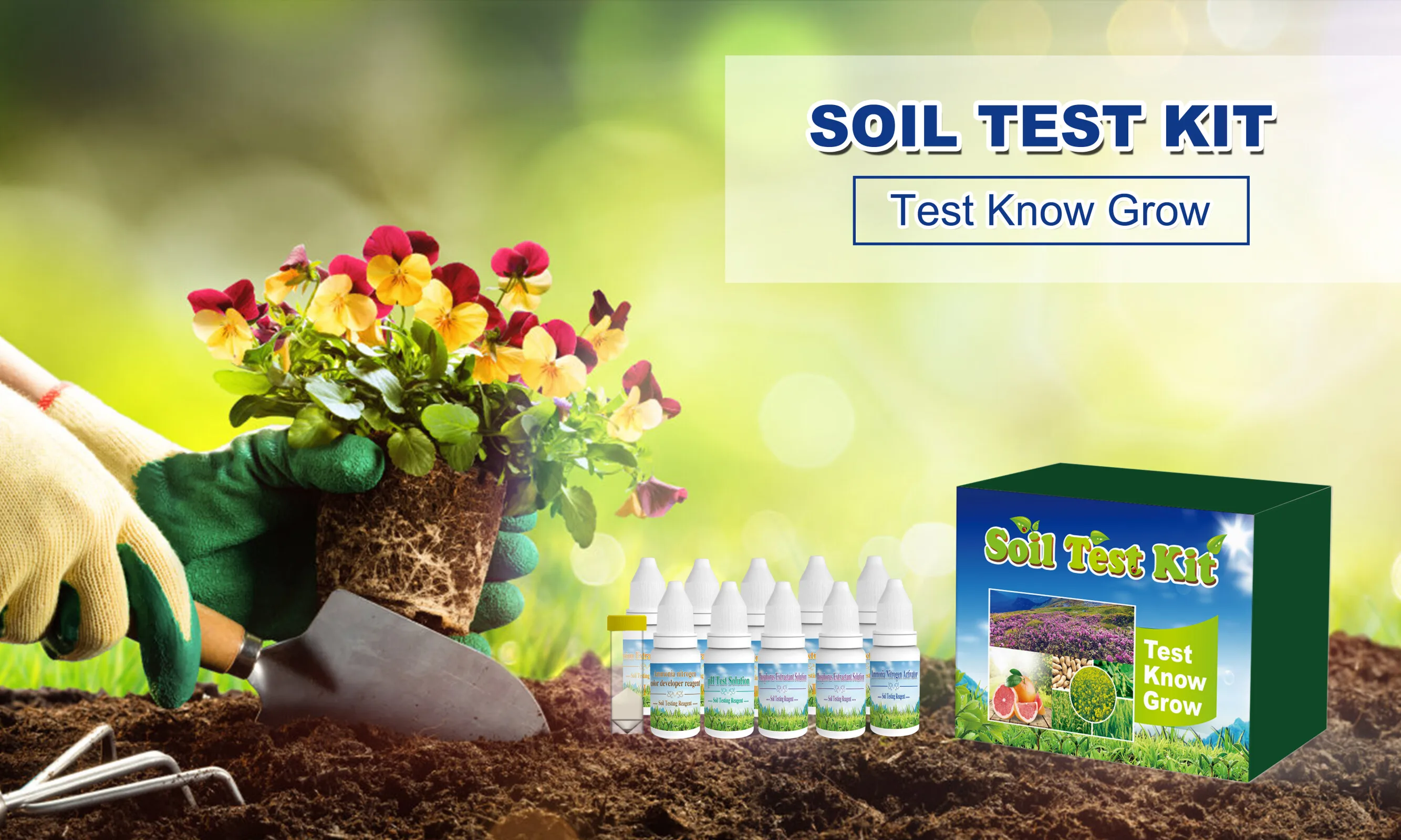 Factory Direct New Product Soil Water Reagent Test Kit for pH, NPK Nitrogen, Phosphorous and Potash