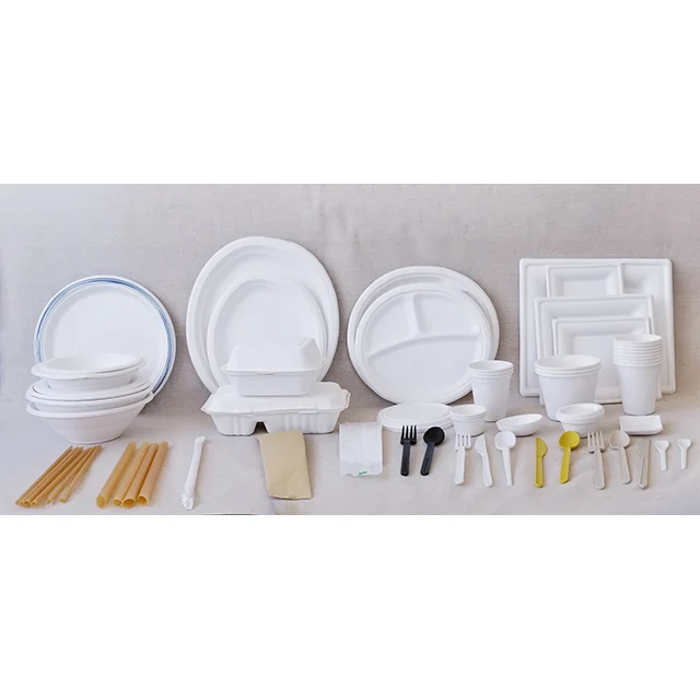 
Disposable Biodegradable Sugarcane Bagasse Tableware 