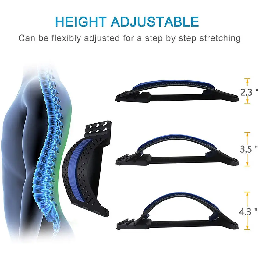 Adjustable Lumbar Support Back Stretcher Lower Back Orthopedic Pain Relief Device with Magnet 3 4 Level Back Stretcher Massage
