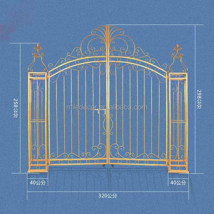 Wholesale Luxury Golden Metal Flower Gate Backdrop For Wedding Outdoor Decoration Metal Frame Stand