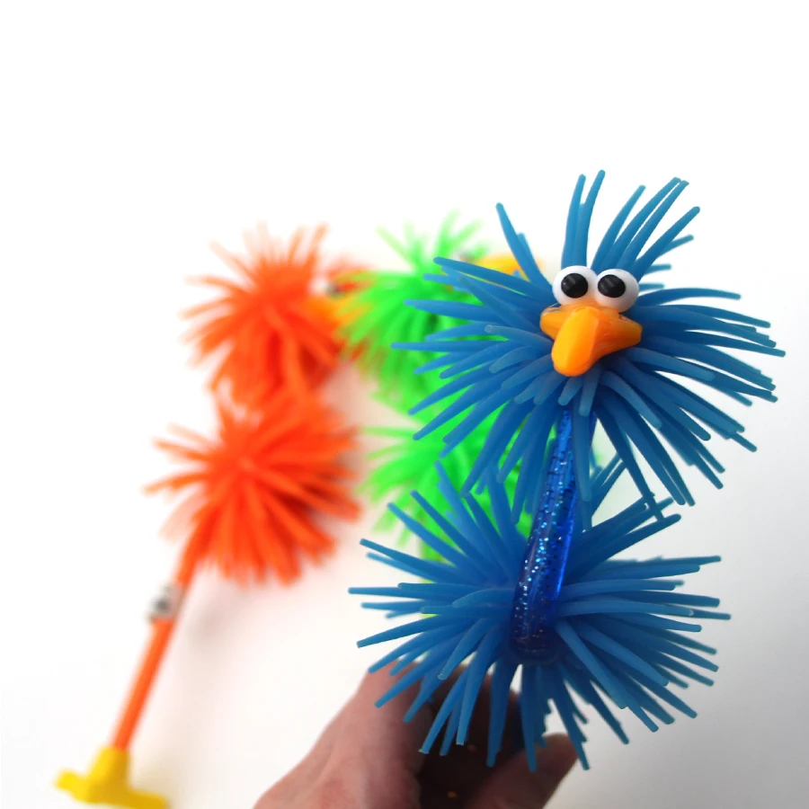 New design bird shape rubber silicone standing ball pen flamingo shape soft rubber animal pen