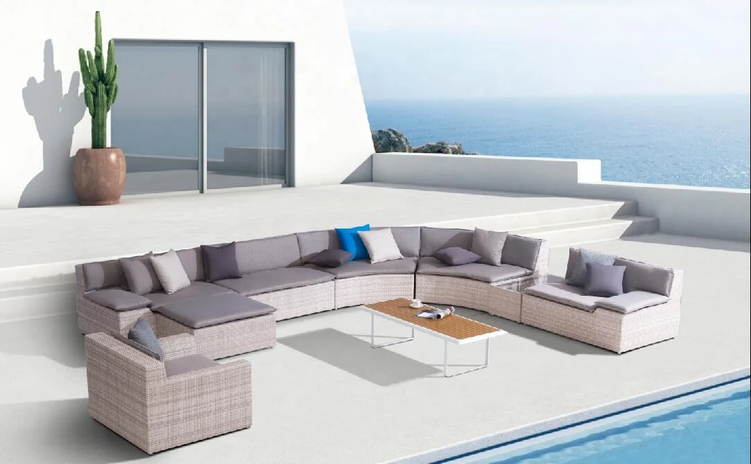 wicker garden furniture semi-circle round  outdoor rattan sofa