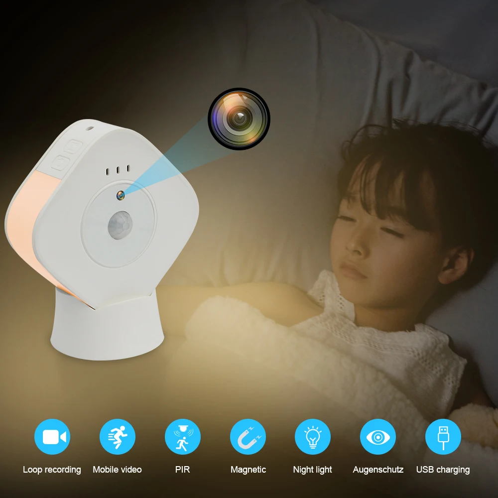 Night lamp Camera Security Home Camera Baby Monitor 1080p Smart Indoor Nanny IP Cam with Night Vision Motion Detection