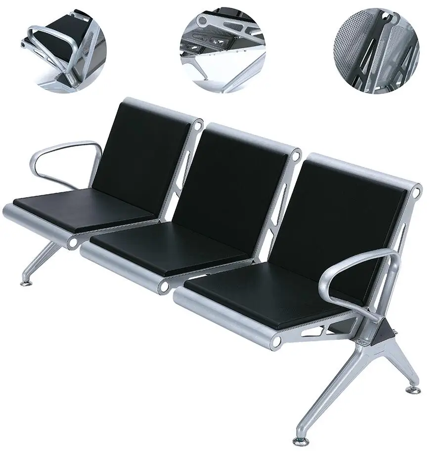 3-seater Public Waiting Chair Hospital Chair Hospital Furniture for Hospital and Air Port Commercial Furniture Contemporary Foam
