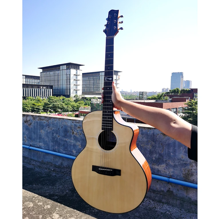 New design Rounded Frets JF Body Acoustic Guitar with Zero Fret Guitars for Sale