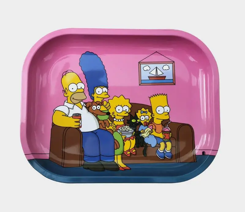 Wholesale 18*14cm Custom Logo Metal Herb Tray Smoking Accessories Rolling Trays With Magnetic Lid