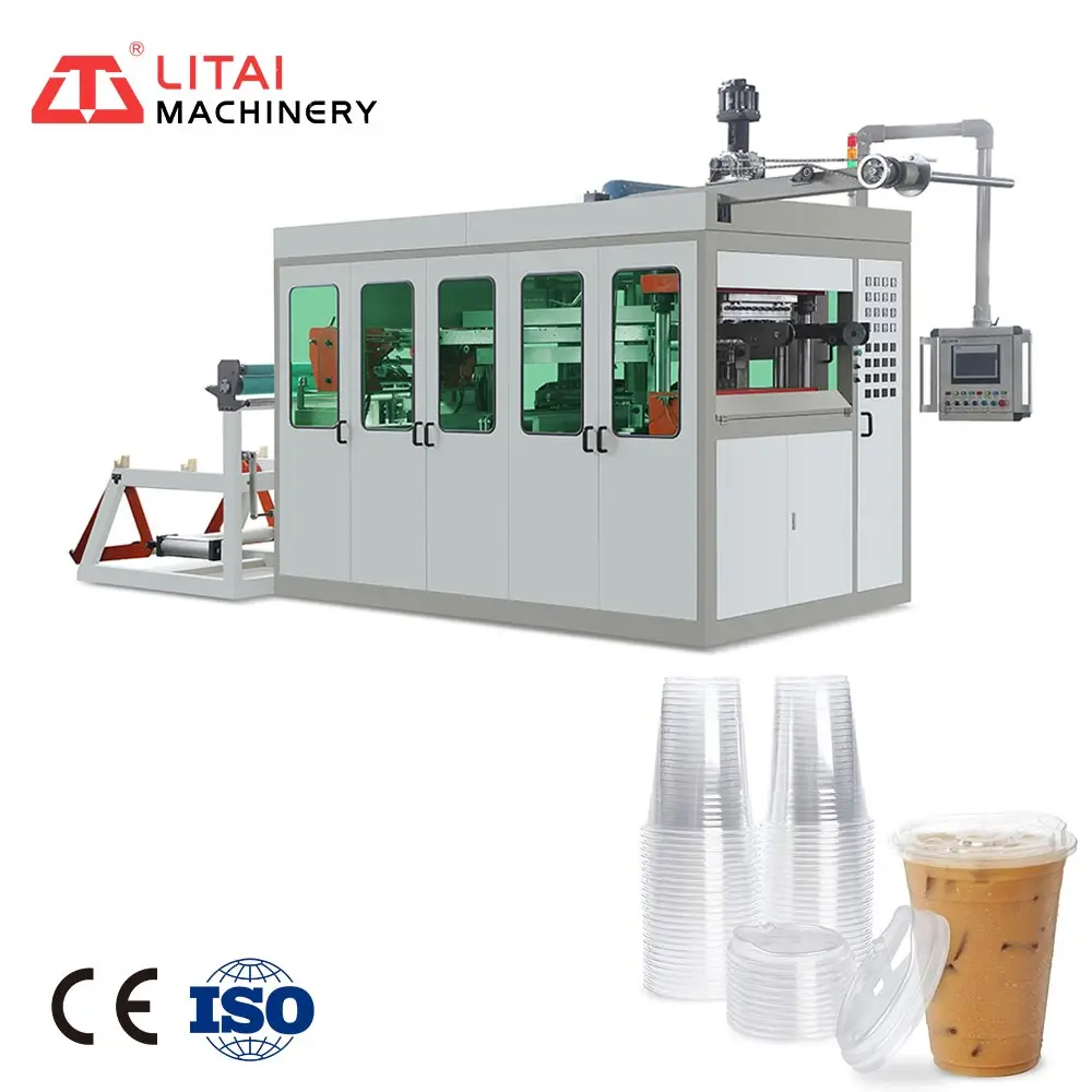 2022 New Design Automatic Glass Plastic Cup Beverage Mango Orange Apple Fruit Juice Thermoforming Machine Price