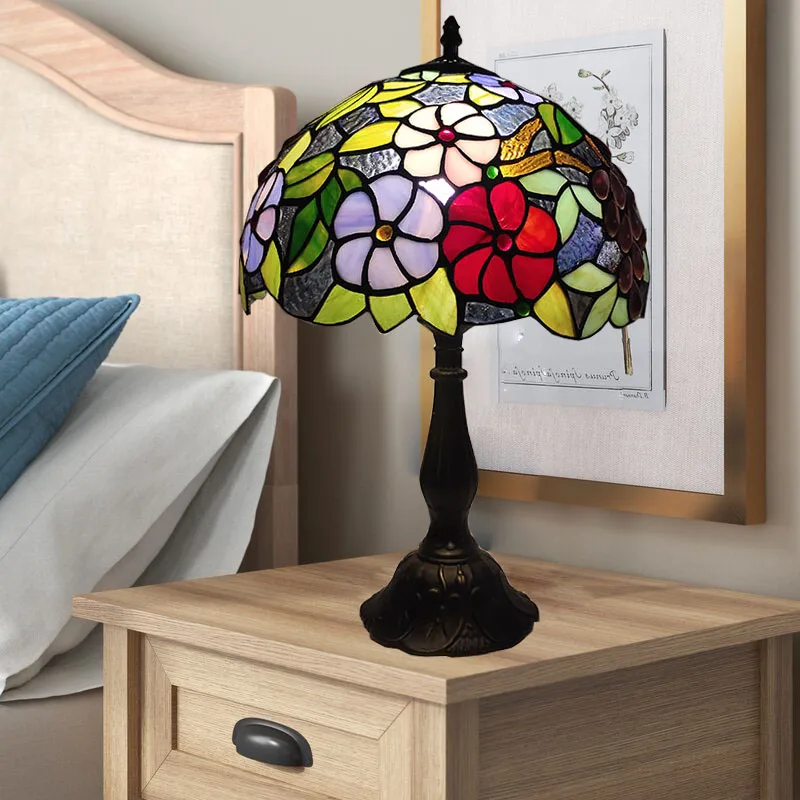 Living Room Bed Room Coffee House Hand-crafted Fruit Pattern Special Tiffany Antique Decorative Stained Glass Table lamp 12'