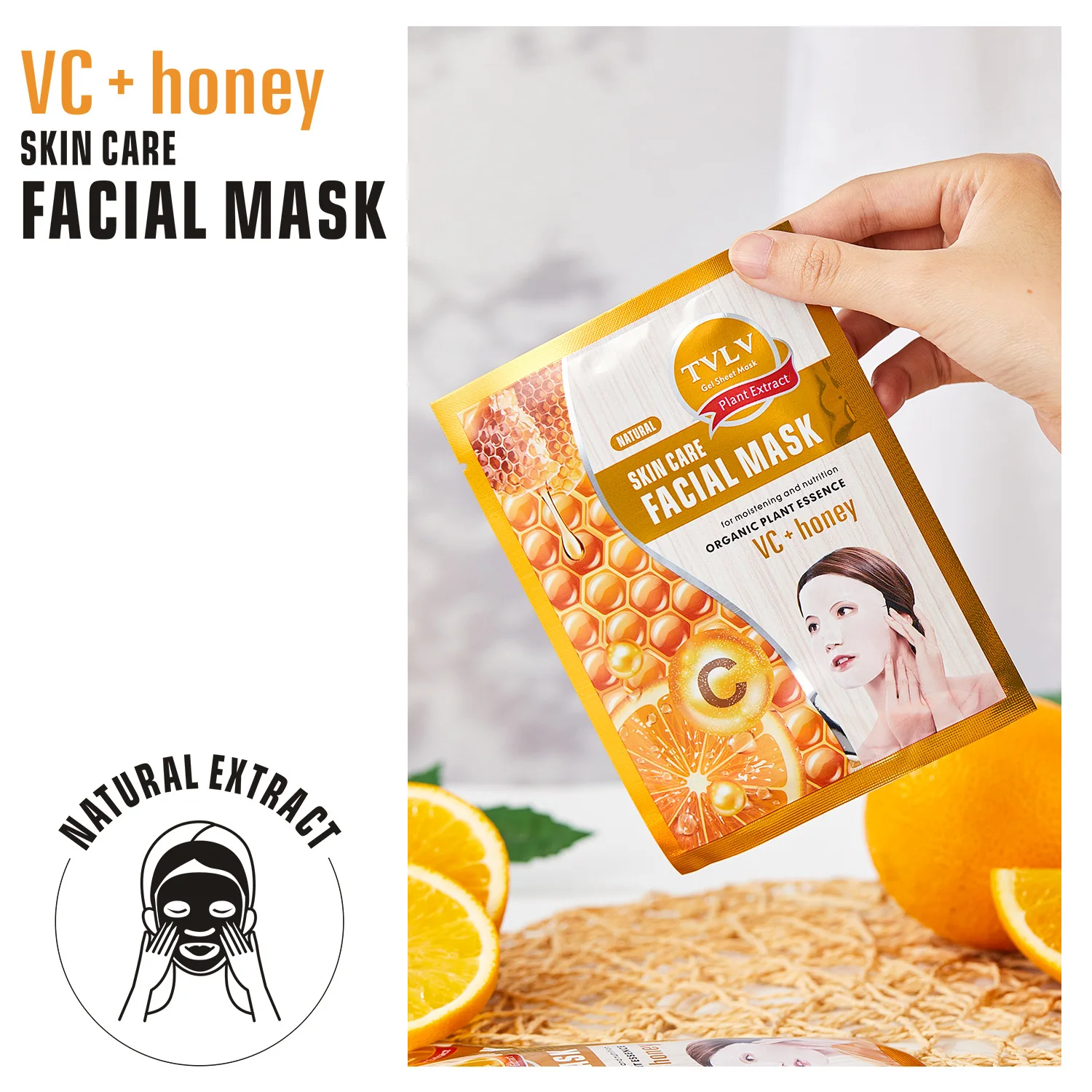 100% Natrual Organic Best Brightening Hydrating Sheet Facial Mask Wholesale OEM Skin Care Oil Control Vitamin C Fruit Face Mask