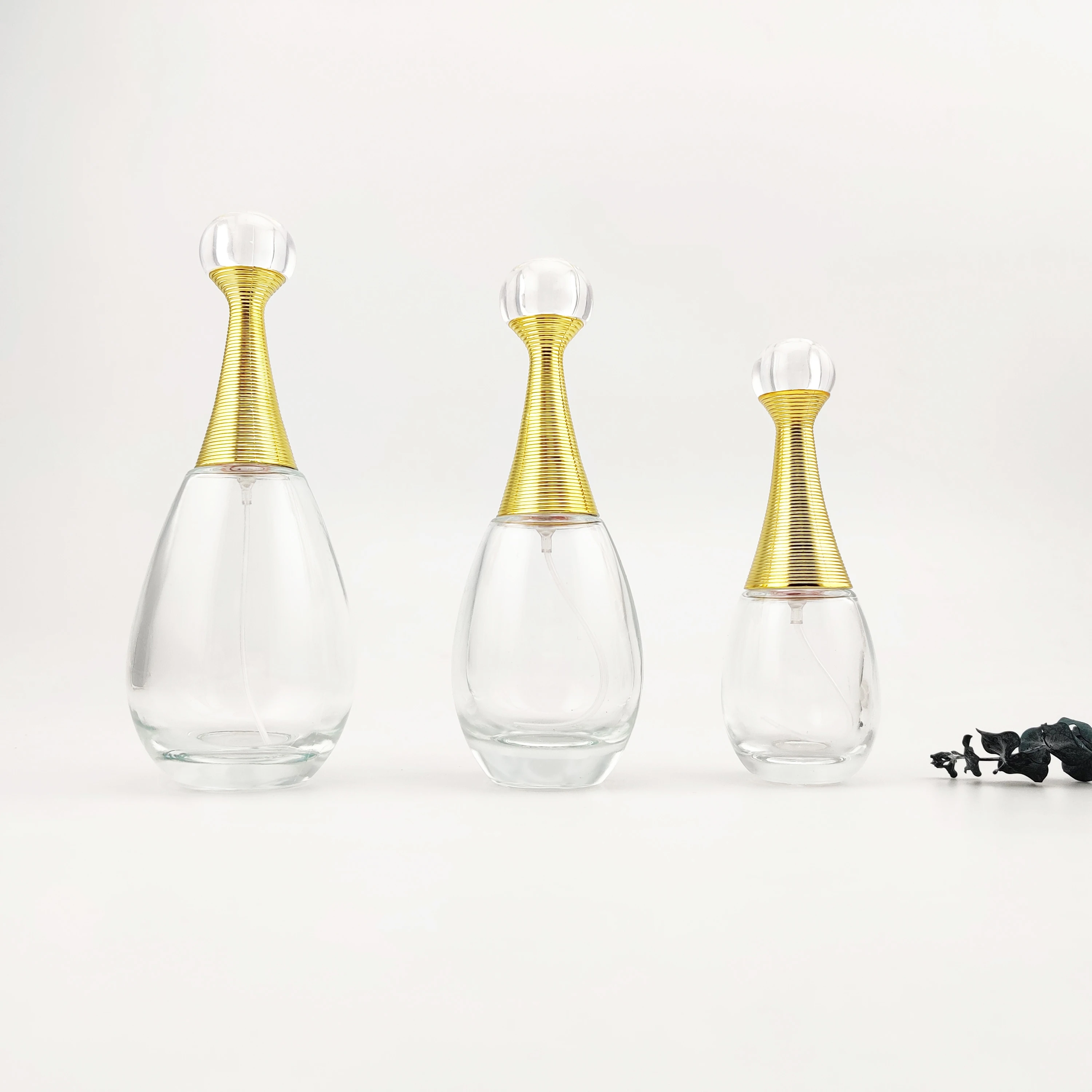 
old fashioned 100ml teardrop glass glod perfume bottle 