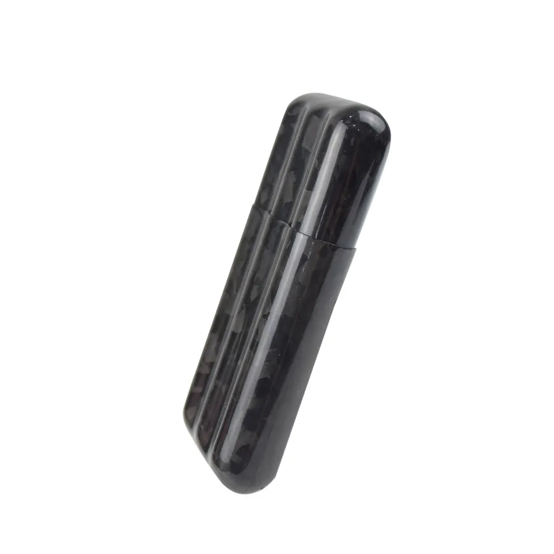 
3 Holders Humidors Tube Black Glossy Forged Carbon Fiber Cigar Tube Case 