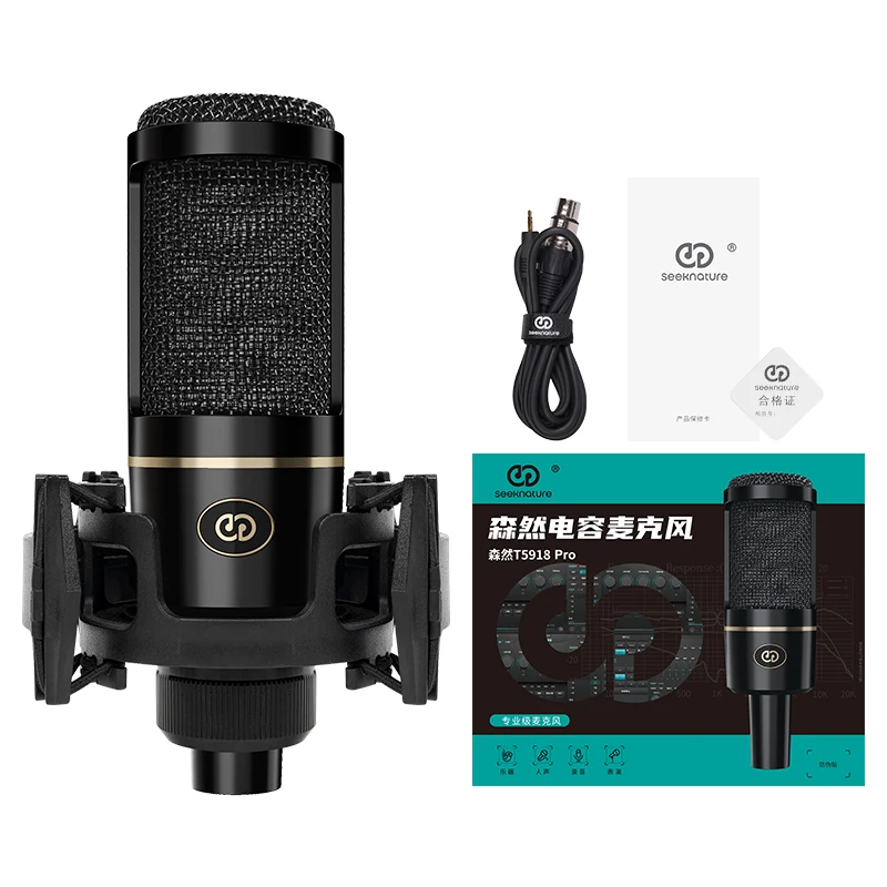 Профессиональное оборудование для подкастов T5918, микрофоны для прямой трансляции, профессиональный студийный записывающий конденсаторный микрофон для караоке и видео