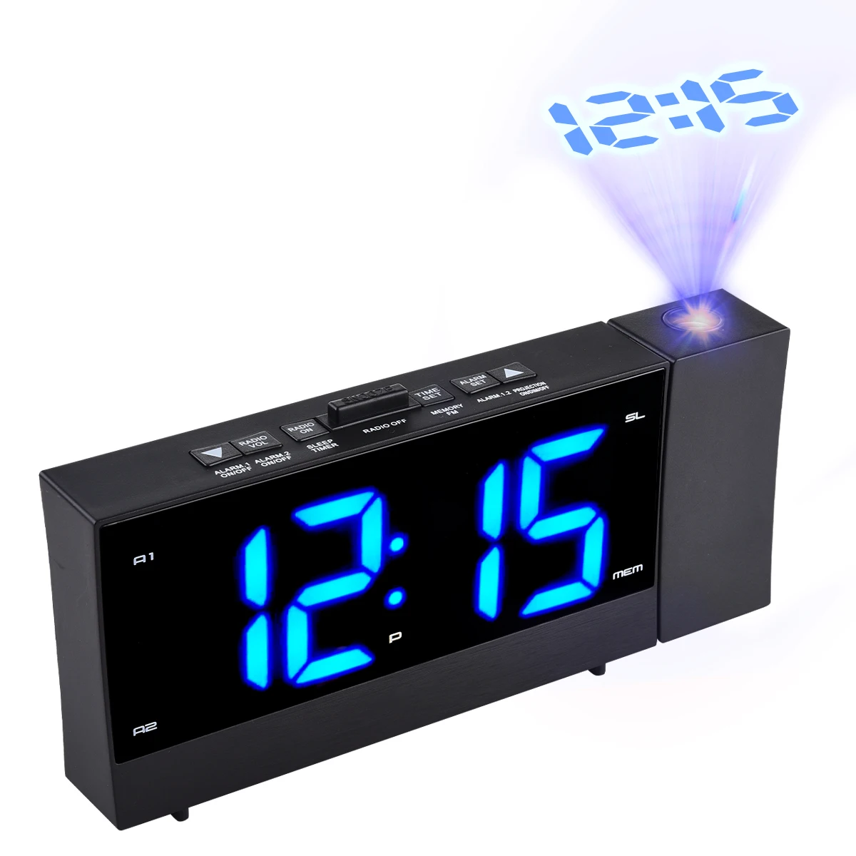 Digital Night LED Light USA Projection Alarm Clock With Wireless Phone Charger