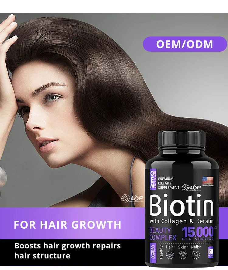 Coconut Oil Organic Capsules Nettle Root Extract Grape Extract Collagen Keratin & Biotin Capsules Pills