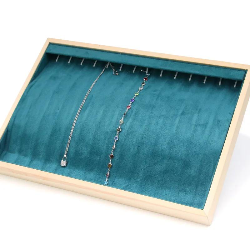 Wooden Jewelry Plate Frame Solid Wood Ultra Fiber Green Jewelry Plate European Jewelry Display Decoration Product storage