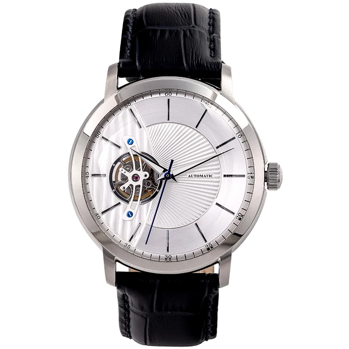 Hot sale luxury skeleton  Private label men hand watch japanese leather strap mechanical automatic stainless steel watch