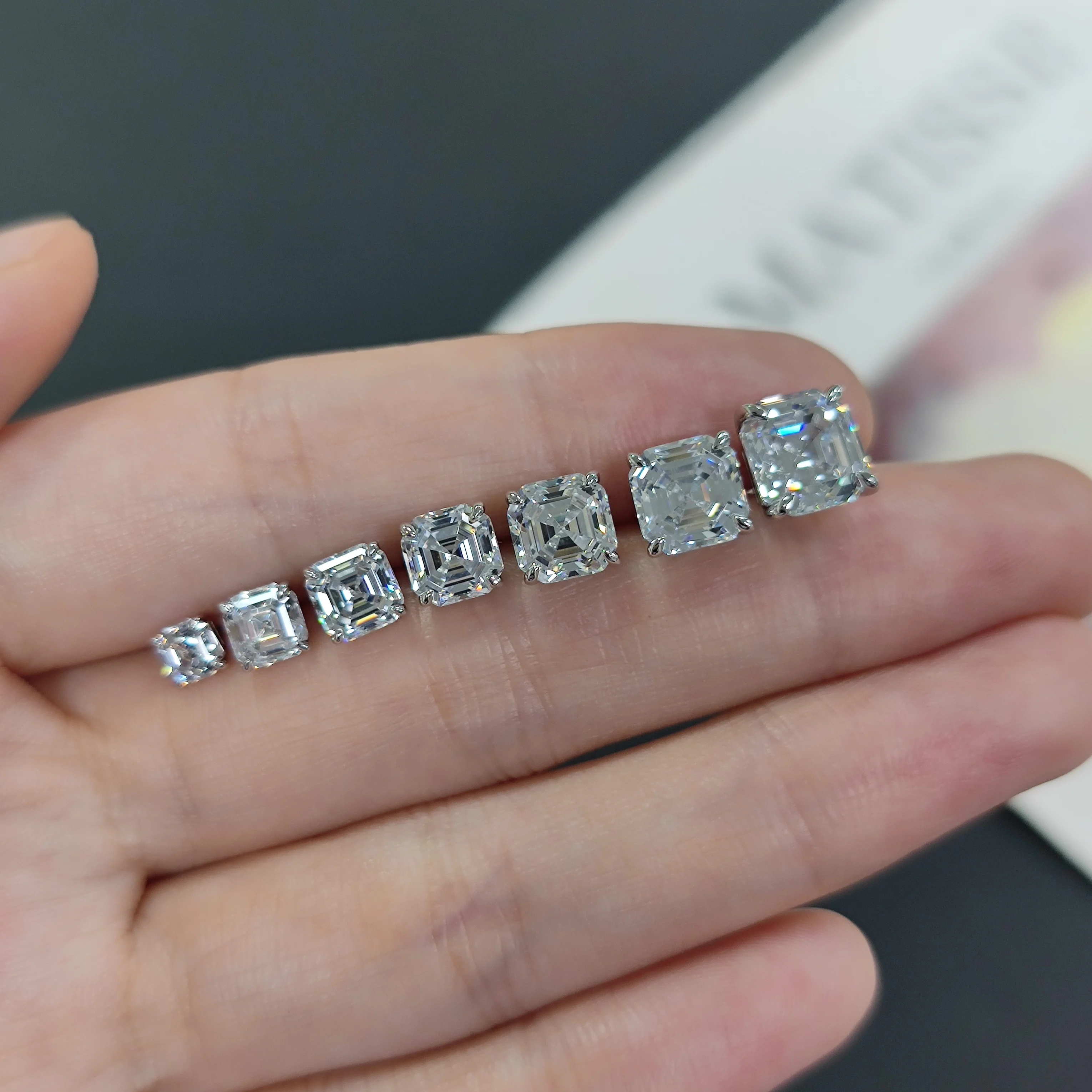 Abiding Jewelry Wholesale IGI Certified Diamond Stud Custom 9K 10K 14K 18K Solid Gold 2ct Lab Grown Asscher Cut Diamond Earrings